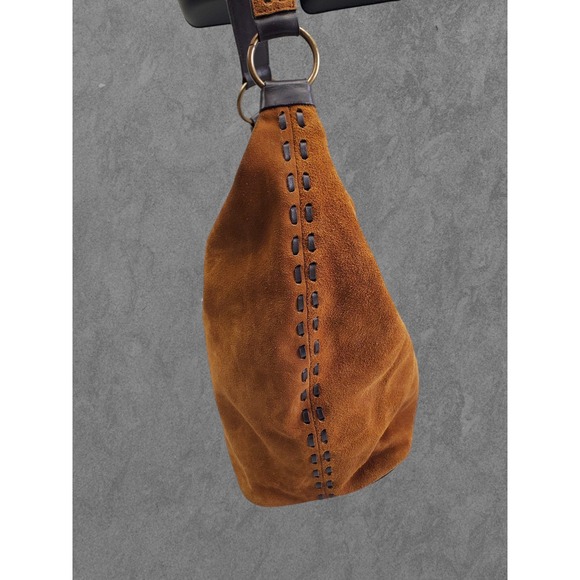 Express Cognac Brown Genuine Y2K Suede Hobo Shoulder Bag - Picture 3 of 8